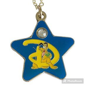 Vintage Disney Pluto Necklace 18" Fab 5 Dog Disneyana Signed Charm Gold Plated